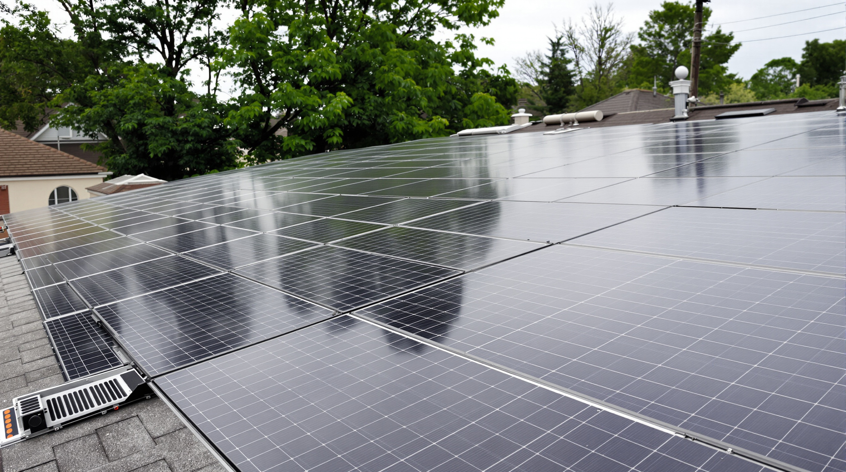 Painéis solares integrados em cobertura de residência de alto padrão com sustentabilidade