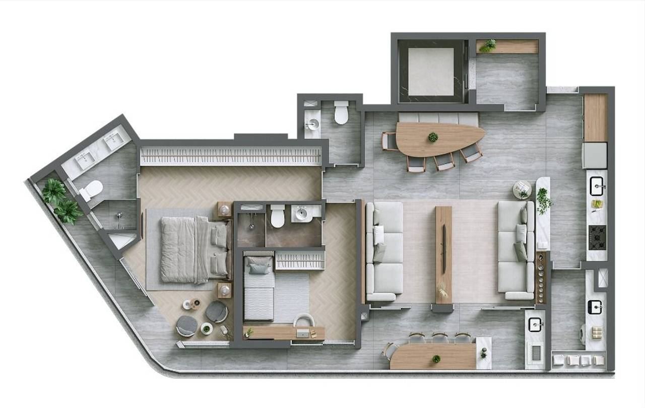 Sala de estar apartamento à venda em  Infinity Alphaville, Alphaville, Barueri — 2 suítes, 110 m² — imagem 2 de 20