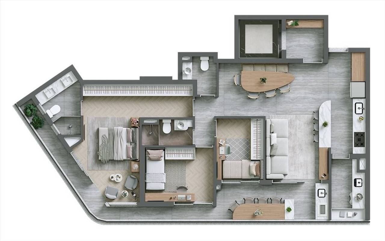 Sala de estar apartamento à venda em  Infinity Alphaville, Alphaville, Barueri — 1 suíte, 110 m² — imagem 2 de 20