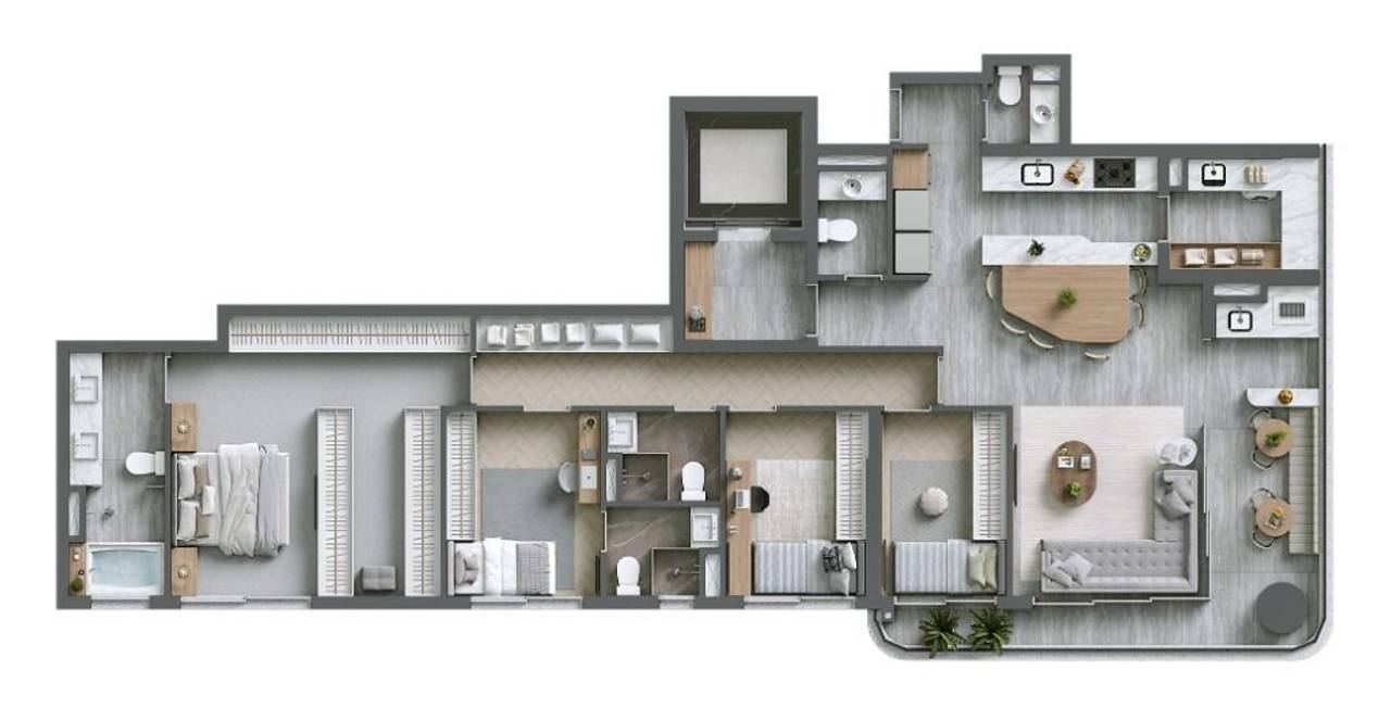 Sala de estar apartamento à venda em  Infinity Alphaville, Alphaville, Barueri — 1 suíte, 110 m² — imagem 2 de 20