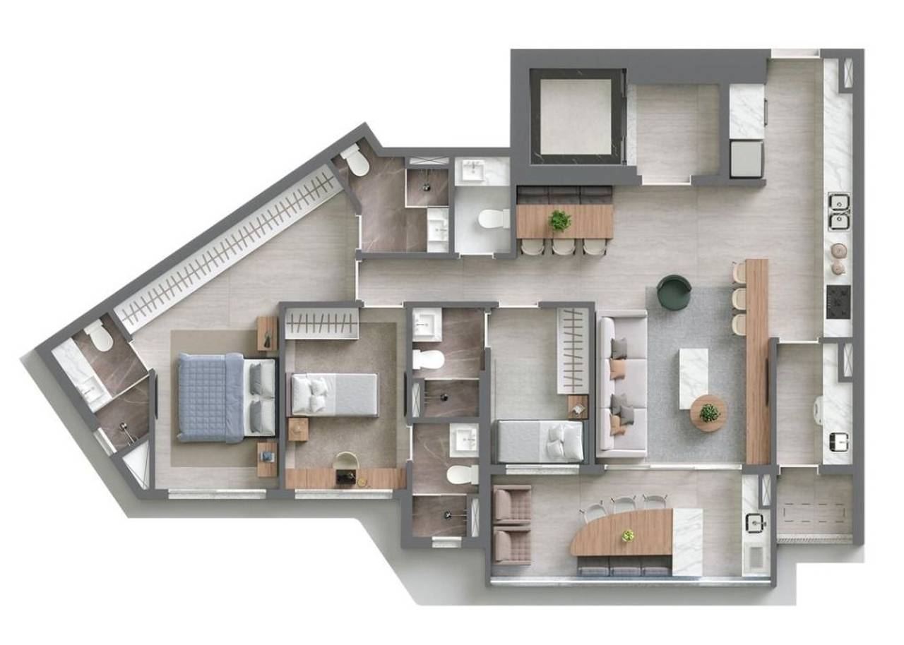 Sala de estar apartamento à venda em Vista Alphaville, Alphaville, Barueri — 3 suítes, 126 m² — imagem 2 de 7