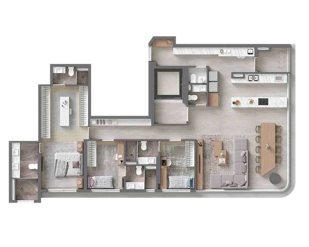 Sala de estar apartamento à venda em Vista Alphaville, Alphaville, Barueri — 3 suítes, 160 m² — imagem 2 de 7