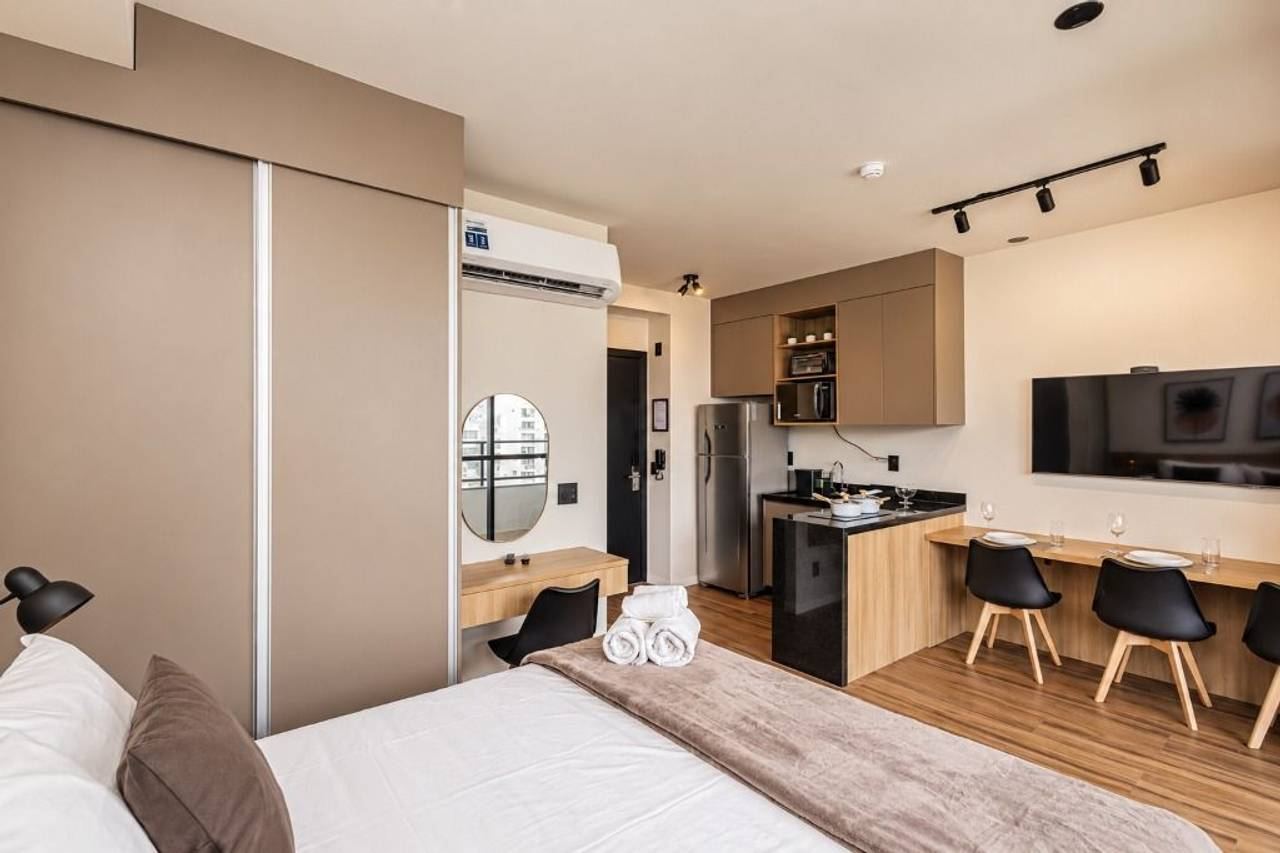 Cozinha e área gourmet apartamento à venda em Sky Design, Alphaville, Barueri — 1 suíte, 33 m² — imagem 3 de 20