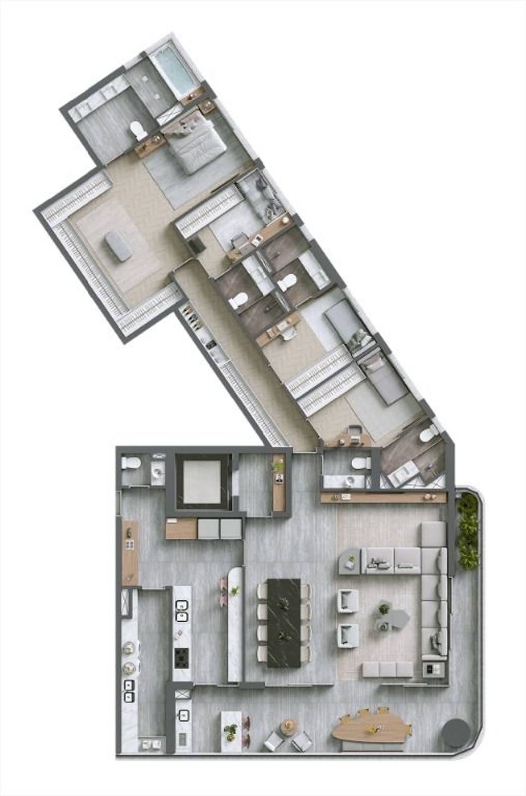 Sala de estar apartamento à venda em  Infinity Alphaville, Alphaville, Barueri — 4 suítes, 218 m² — imagem 2 de 20