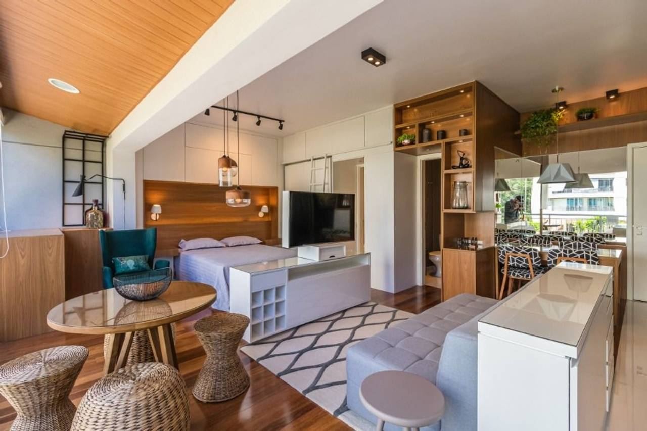 Cozinha e área gourmet apartamento à venda em Trix Tambore Housing, Tamboré, Santana de Parnaíba — 1 suíte, 50 m² — imagem 3 de 20